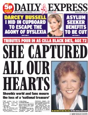 Daily Express Newspaper Front Page (UK) for 3 August 2015