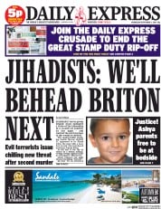 Daily Express (UK) Newspaper Front Page for 3 September 2014