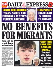 Daily Express (UK) Newspaper Front Page for 4 November 2014