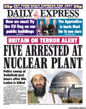 Daily Express (UK) Newspaper Front Page for 4 May 2011