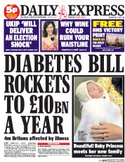 Daily Express (UK) Newspaper Front Page for 4 May 2015