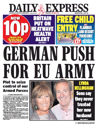 Daily Express Newspaper Front Page (UK) for 4 May 2016