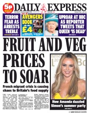 Daily Express (UK) Newspaper Front Page for 4 June 2015