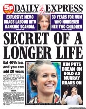Daily Express (UK) Newspaper Front Page for 4 July 2012