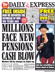 Daily Express (UK) Newspaper Front Page for 4 August 2014