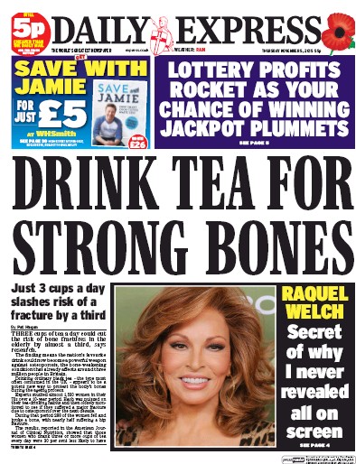 Daily Express Newspaper Front Page (UK) for 5 November 2015