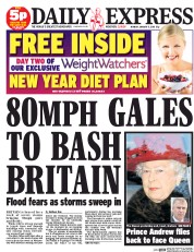 Daily Express (UK) Newspaper Front Page for 5 January 2015
