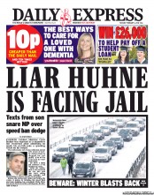 Daily Express Newspaper Front Page (UK) for 5 February 2013