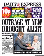 Daily Express Newspaper Front Page (UK) for 5 April 2013