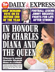 Daily Express Newspaper Front Page (UK) for 5 May 2015