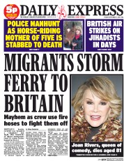 Daily Express (UK) Newspaper Front Page for 5 September 2014