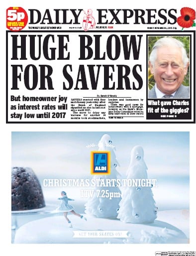 Daily Express Newspaper Front Page (UK) for 6 November 2015