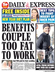 Daily Express (UK) Newspaper Front Page for 6 January 2015