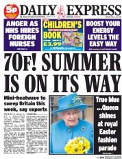 Daily Express (UK) Newspaper Front Page for 6 April 2015