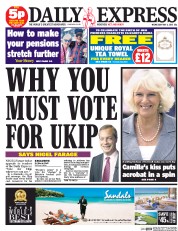 Daily Express (UK) Newspaper Front Page for 6 May 2015