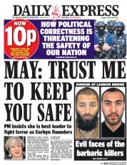 Daily Express (UK) Newspaper Front Page for 6 June 2017