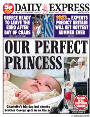 Daily Express (UK) Newspaper Front Page for 6 July 2015