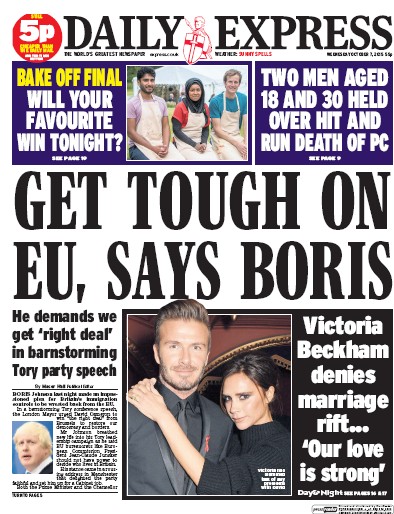 Daily Express Newspaper Front Page (UK) for 7 October 2015