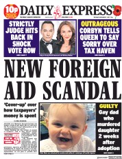 Daily Express (UK) Newspaper Front Page for 7 November 2017