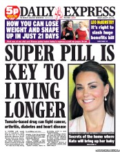 Daily Express (UK) Newspaper Front Page for 7 January 2013