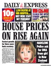 Daily Express (UK) Newspaper Front Page for 7 February 2013