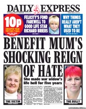 Daily Express Newspaper Front Page (UK) for 7 March 2013