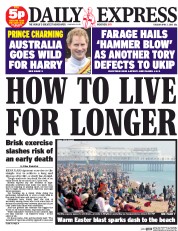 Daily Express (UK) Newspaper Front Page for 7 April 2015
