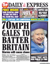 Daily Express (UK) Newspaper Front Page for 7 June 2012