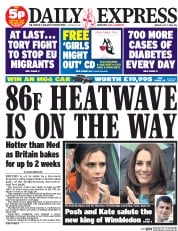 Daily Express Newspaper Front Page (UK) for 7 July 2014