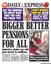 Daily Express Newspaper Front Page (UK) for 8 November 2013