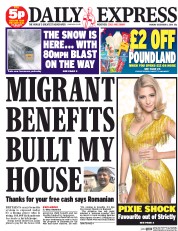 Daily Express Newspaper Front Page (UK) for 8 December 2014