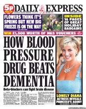 Daily Express (UK) Newspaper Front Page for 8 January 2013