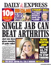 Daily Express (UK) Newspaper Front Page for 8 February 2013