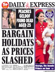 Daily Express (UK) Newspaper Front Page for 8 April 2014