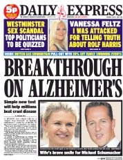 Daily Express (UK) Newspaper Front Page for 8 July 2014
