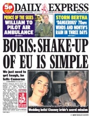 Daily Express Newspaper Front Page (UK) for 8 August 2014