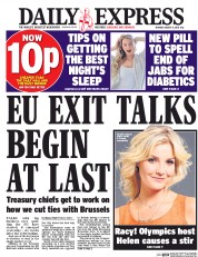 Daily Express (UK) Newspaper Front Page for 8 August 2016