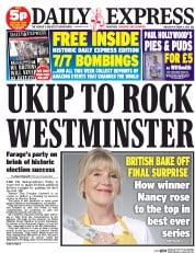 Daily Express (UK) Newspaper Front Page for 9 October 2014