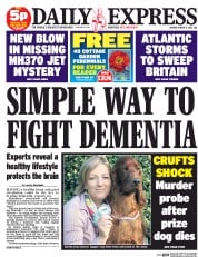 Daily Express Newspaper Front Page (UK) for 9 March 2015