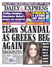 Daily Express (UK) Newspaper Front Page for 9 May 2011