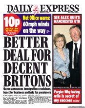 Daily Express Newspaper Front Page (UK) for 9 May 2013