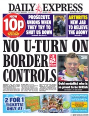 Daily Express (UK) Newspaper Front Page for 9 August 2016