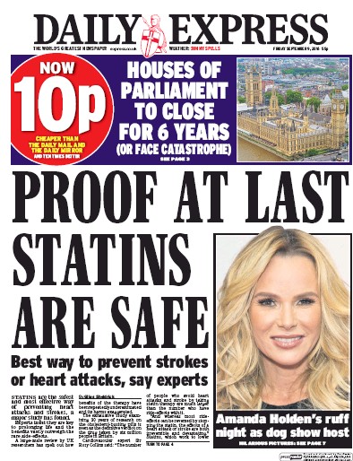 Daily Express Newspaper Front Page (UK) for 9 September 2016