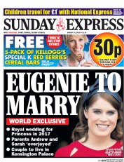 Daily Express Sunday (UK) Newspaper Front Page for 14 August 2016