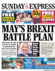 Daily Express Sunday (UK) Newspaper Front Page for 15 January 2017