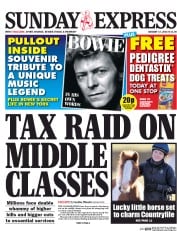 Daily Express Sunday (UK) Newspaper Front Page for 17 January 2016
