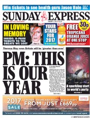 Daily Express Sunday (UK) Newspaper Front Page for 1 January 2017