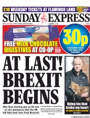 Daily Express Sunday (UK) Newspaper Front Page for 2 October 2016