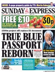 Daily Express Sunday (UK) Newspaper Front Page for 2 April 2017