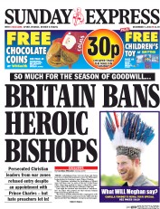 Daily Express Sunday (UK) Newspaper Front Page for 4 December 2016